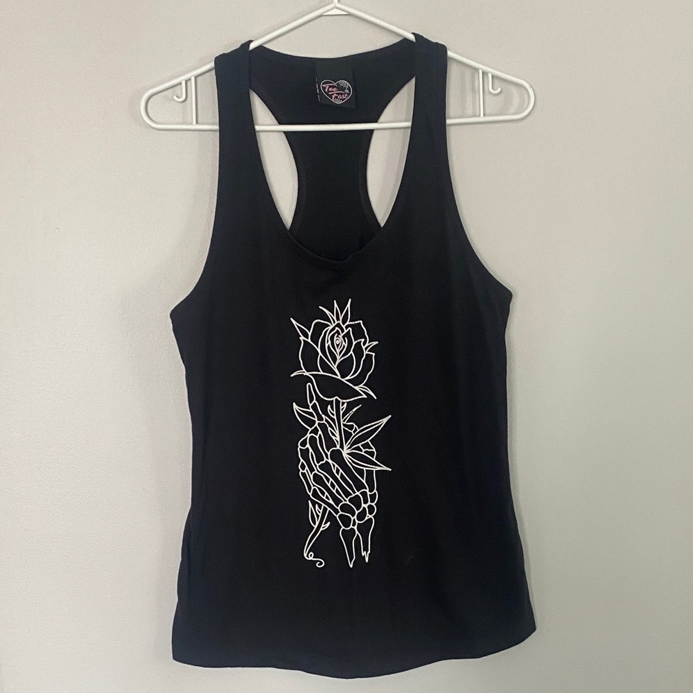 Too Fast Black Tank Top with White Graphic